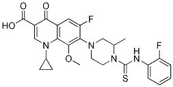 3-Quinolinecarboxylic acid, 1-cyclopropyl-6-fluoro-7-[4-[[(2-fluorophenyl)aMino]thioxoMethyl]-3-Methyl-1-piperazinyl]-1,4-dihydro-8-Methoxy-4-oxo- CAS#: 716333-90-3