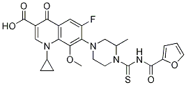 3-Quinolinecarboxylic acid, 1-cyclopropyl-6-fluoro-7-[4-[[(2-furanylcarbonyl)aMino]thioxoMethyl]-3-Methyl-1-piperazinyl]-1,4-dihydro-8-Methoxy-4-oxo- CAS#: 714290-19-4