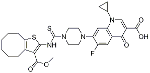3-Quinolinecarboxylic acid, 1-cyclopropyl-6-fluoro-7-[4-[[[4,5,6,7,8,9-hexahydro-3-(Methoxycarbonyl)cycloocta[b]thien-2-yl]aMino]thioxoMethyl]-1-piperazinyl]-1,4-dihydro-4-oxo- CAS#: 727667-67-6