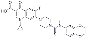 3-Quinolinecarboxylic acid, 1-cyclopropyl-7-[4-[[(2,3-dihydro-1,4-benzodioxin-6-yl)aMino]thioxoMethyl]-1-piperazinyl]-6-fluoro-1,4-dihydro-4-oxo- CAS#: 727419-85-4