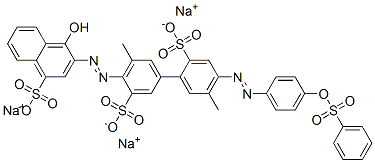 4'-((1-Hydroxy-4-sulfo-2-naphthalenyl)azo)-5,5'-dimethyl-4-((4- ((phenylsulfonyl)oxy)phenyl)azo)- (1,1'-biphenyl)-2,3'-disulfonate trisodium salt CAS#: 73385-00-9