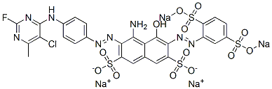 4-Amino-3-[4-(5-chloro-2-fluoro-6-methylpyrimidin-4-ylamino)phenylazo]-6-[2,5-bis(sodiosulfo)phenylazo]-5-hydroxy-2,7-naphthalenedisulfonic acid disodium salt CAS#: 75198-91-3