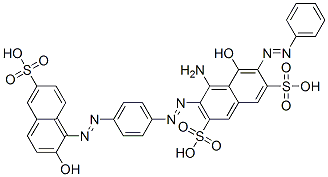 4-Amino-5-hydroxy-3-[[4-[(2-hydroxy-6-sulfonaphthalen-1-yl)azo]phenyl]azo]-6-(phenylazo)-2,7-naphthalenedisulfonic acid CAS#: 72845-88-6