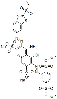 4-Amino-6-[(2,5-disulfophenyl)azo]-3-[[2-(ethylsulfonyl)benzothiazol-6-yl]azo]-5-hydroxy-2,7-naphthalenedisulfonic acid tetrasodium salt CAS#: 72828-71-8