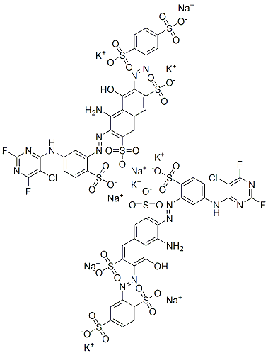 4-amino-3-[[5-[(5-chloro-2,6-difluoro-4-pyrimidinyl)amino]-2-sulphophenyl]azo]-6-[(2,5-disulphophenyl)azo]-5-hydroxynaphthalene-2,7-disulphonic acid, potassium sodium salt CAS#: 72828-70-7