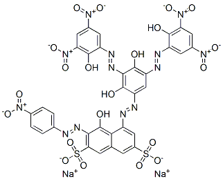 5-[[2,4-Dihydroxy-3,5-bis[(2-hydroxy-3,5-dinitrophenyl)azo]phenyl]azo]-4-hydroxy-3-[(4-nitrophenyl)azo]-2,7-naphthalenedisulfonic acid disodium salt CAS#: 72765-45-8