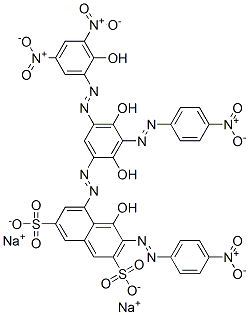 5-[[2,4-Dihydroxy-5-[(2-hydroxy-3,5-dinitrophenyl)azo]-3-[(4-nitrophenyl)azo]phenyl]azo]-4-hydroxy-3-[(4-nitrophenyl)azo]-2,7-naphthalenedisulfonic acid disodium salt CAS#: 72749-86-1