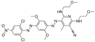 5-[[4-[(2,6-dichloro-4-nitrophenyl)azo]-2,5-dimethoxyphenyl]azo]-2,6-bis[(2-methoxyethyl)amino]-4-methylnicotinonitrile CAS#: 73528-78-6