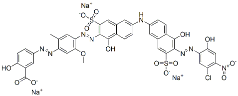 5-[[4-[[6-[[6-[(5-Chloro-2-hydroxy-4-nitrophenyl)azo]-5-hydroxy-7-sulfo-2-naphthalenyl]amino]-1-hydroxy-3-sulfo-2-naphthalenyl]azo]-5-methoxy-2-methylphenyl]azo]-2-hydroxybenzoic acid trisodium salt CAS#: 72152-64-8