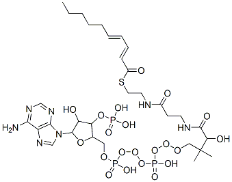 [5-(6-aminopurin-9-yl)-2-[[[[3-[2-(2-deca-2,4-dienoylsulfanylethylcarbamoyl)ethylcarbamoyl]-3-hydroxy-2,2-dimethyl-propoxy]-hydroxy-phosphoryl]oxy-hydroxy-phosphoryl]oxymethyl]-4-hydroxy-oxolan-3-yl]oxyphosphonic acid CAS#: 79315-17-6