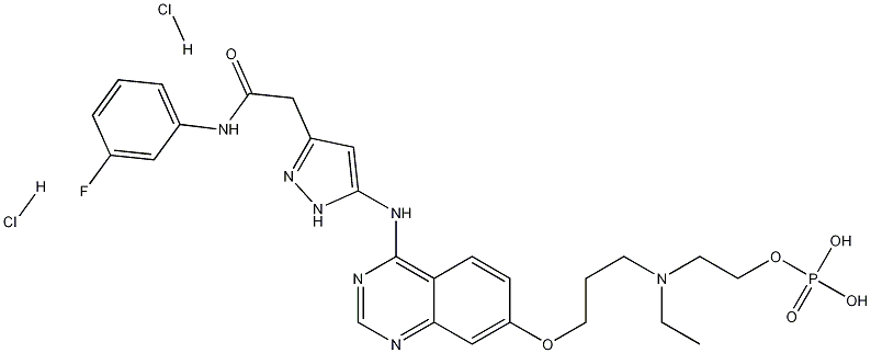 5-[[7-[3-[Ethyl[2-(phosphonooxy)ethyl]amino]propoxy]-4-quinazolinyl]amino]-N-(3-fluorophenyl)-1H-pyrazole-3-acetamide dihydrochloride CAS#: 722543-50-2