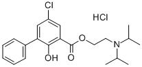 5-Chloro-2-hydroxy-3-biphenylcarboxylic acid, 2-(diisopropylamino)ethyl ester, hydrochloride CAS#: 73728-80-0