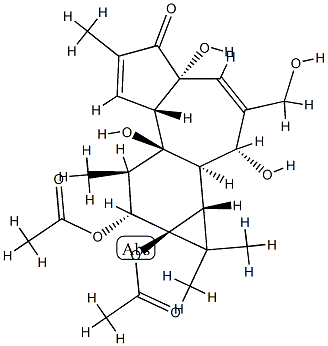 5H-Cyclopropa[3,4]benz[1,2-e]azulen-5-one, 9,9a-bis(acetyloxy)-1,1a,1b ,2,4a,7a,7b,8,9,9a-decahydro-2,4a,7b-trihydroxy-3-(hydroxymethyl)-1,1, 6,8-tetramethyl-, [1aR-(1aalpha,1bbeta,2beta,4abeta,7aalpha,7balpha,8a lpha,9beta,9aalpha)]- CAS#: 77573-19-4
