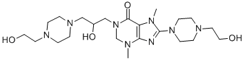 6(1H)-Purinone, 2,3-dihydro-3,7-dimethyl-8-(4-(2-hydroxyethyl)piperazi nyl)-1-(2-hydroxy-3-(4-(2-hydroxyethyl)piperazinyl)propyl)- CAS#: 73972-57-3