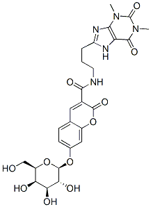 7-(beta-D-galactopyranosyloxy)-2-oxo-N-[3-(2,3,6,7-tetrahydro-1,3-dimethyl-2,6-dioxo-1H-purin-8-yl)propyl]-2H-1-benzopyran-3-carboxamide CAS#: 79181-90-1