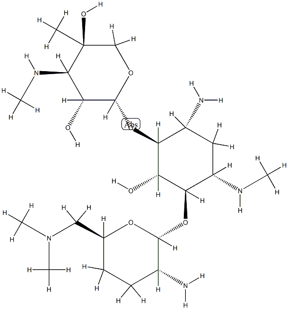 4-O-[2-Amino-6-(dimethylamino)-2,3,4,6-tetradeoxy-α-D-erythro-hexopyranosyl]-6-O-[4-C-methyl-3-(methylamino)-3-deoxy-β-L-arabino-pentopyranosyl]-N'-methyl-2-deoxy-D-streptamine CAS#: 74758-66-0