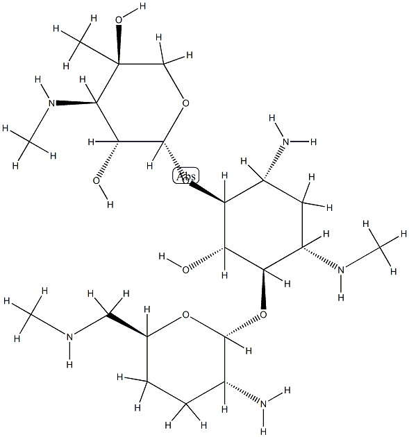 4-O-(2-Amino-6-methylamino-2,3,4,6-tetradeoxy-α-D-erythro-hexopyranosyl)-6-O-[4-C-methyl-3-(methylamino)-3-deoxy-β-L-arabino-pentopyranosyl]-N'-methyl-2-deoxy-D-streptamine CAS#: 74758-67-1