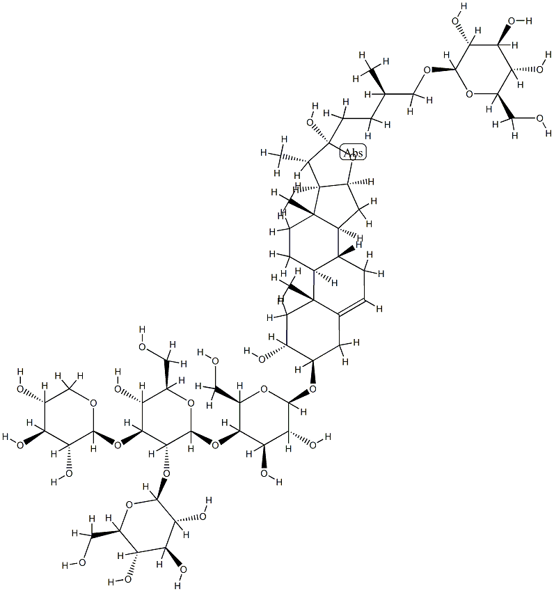 [(25R)-26-(β-D-Glucopyranosyloxy)-2α,22α-dihydroxyfurost-5-en-3β-yl]4-O-[2-O-(β-D-glucopyranosyl)-3-O-(β-D-xylopyranosyl)-β-D-glucopyranosyl]-β-D-galactopyranoside CAS#: 75084-54-7