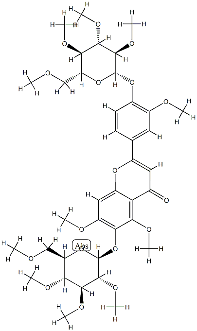 5,7-Dimethoxy-2-[3-methoxy-4-[(2-O,3-O,4-O,6-O-tetramethyl-β-D-glucopyranosyl)oxy]phenyl]-6-[(2-O,3-O,4-O,6-O-tetramethyl-β-D-glucopyranosyl)oxy]-4H-1-benzopyran-4-one CAS#: 75299-52-4