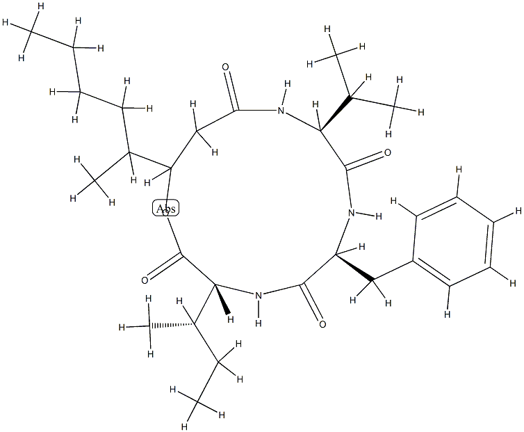 N-[N-[N-(3-Hydroxy-4-methyl-1-oxooctyl)-L-valyl]-L-phenylalanyl]-D-alloisoleucine λ-lactone CAS#: 75899-62-6