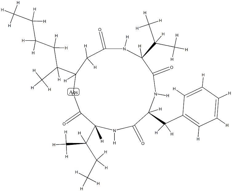 N-[N-[N-(3-Hydroxy-4-methyl-1-oxooctyl)-L-valyl]-L-phenylalanyl]-D-isoleucine λ-lactone CAS#: 75947-01-2