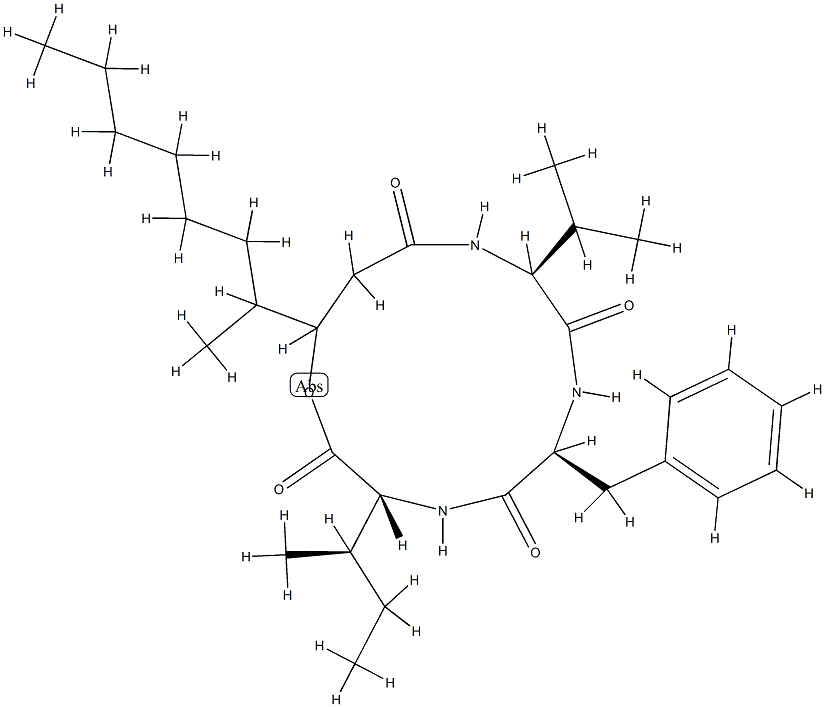 N-[N-[N-(3-Hydroxy-4-methyl-1-oxodecyl)-L-valyl]-L-phenylalanyl]-D-isoleucine λ-lactone CAS#: 75947-02-3