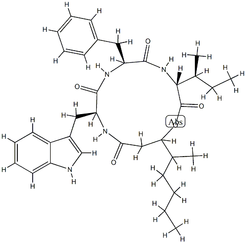 N-[N-[N-(3-Hydroxy-4-methyl-1-oxooctyl)-L-tryptophyl]-L-phenylalanyl]-D-alloisoleucine λ-lactone CAS#: 76265-41-3