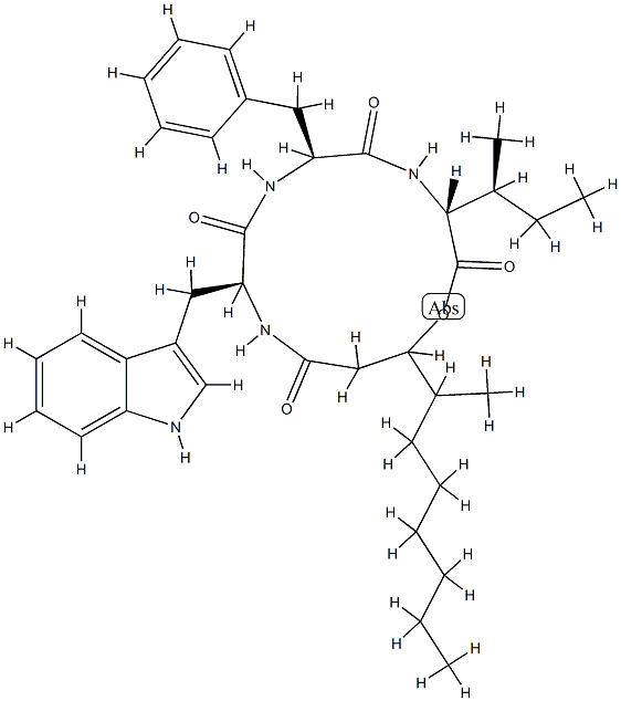 N-[N-[N-(3-Hydroxy-4-methyl-1-oxodecyl)-L-tryptophyl]-L-phenylalanyl]-D-alloisoleucine λ-lactone CAS#: 76265-42-4