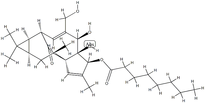 Octanoic acid (1aR)-1aα,2β,5,5a,6,9,10,10aα-octahydro-5β,5aβ-dihydroxy-4-hydroxymethyl-1,1,7,9α-tetramethyl-11-oxo-1H-2α,8aα-methanocyclopenta[a]cyclopropa[e]cyclodecen-6β-yl ester CAS#: 77508-66-8