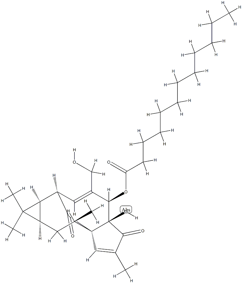 Lauric acid (1aR)-1aα,2,5,5a,6,9,10,10aα-octahydro-5aβ-hydroxy-4-hydroxymethyl-1,1,7,9α-tetramethyl-6,11-dioxo-1H-2α,8aα-methanocyclopenta[a]cyclopropa[e]cyclodecen-5β-yl ester CAS#: 77508-68-0