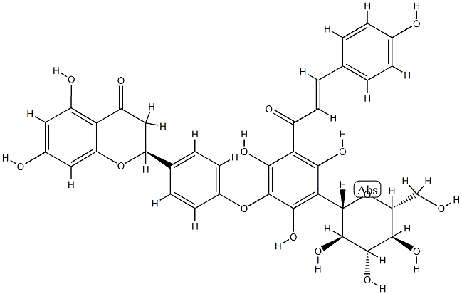 (2S)-2-[4-[3-β-D-Glucopyranosyl-2,4,6-trihydroxy-5-[(E)-3-(4-hydroxyphenyl)-1-oxo-2-propenyl]phenoxy]phenyl]-2,3-dihydro-5,7-dihydroxy-4H-1-benzopyran-4-one CAS#: 77782-91-3