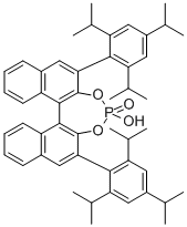 (R)-TRIP,  (11bR)-4-Hydroxy-2,6-bis[2,4,6-tris(1-methylethyl)phenyl]dinaphtho[2,1-d:1μ,2μ-f]-1,3,2-dioxaphosphepin  4-oxide,  (R)-3,3μ-Bis(2,4,6-triisopropylphenyl)-1,1μ-bi-2-naphthol  cyclic  monophosphate CAS#: 791616-63-2