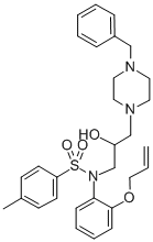 Benzenesulfonamide, N-(2-hydroxy-3-(4-(phenylmethyl)-1-piperazinyl)pro pyl)-4-methyl-N-(2-(2-propentyloxy)phenyl)- CAS#: 77557-39-2