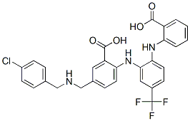 Benzoic  acid,  2-[[2-[(2-carboxyphenyl)amino]-5-(trifluoromethyl)phenyl]amino]-5-[[[(4-chlorophenyl)methyl]amino]methyl]- CAS#: 777852-42-3