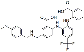 Benzoic  acid,  2-[[2-[(2-carboxyphenyl)amino]-5-(trifluoromethyl)phenyl]amino]-5-[[[[4-(dimethylamino)phenyl]methyl]amino]methyl]- CAS#: 787547-25-5