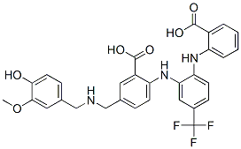 Benzoic  acid,  2-[[2-[(2-carboxyphenyl)amino]-5-(trifluoromethyl)phenyl]amino]-5-[[[(4-hydroxy-3-methoxyphenyl)methyl]amino]methyl]- CAS#: 771474-31-8