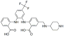 Benzoic  acid,  2-[[2-[(2-carboxyphenyl)amino]-5-(trifluoromethyl)phenyl]amino]-5-[(4-piperidinylamino)methyl]- CAS#: 773053-56-8