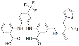 Benzoic  acid,  5-[[[(2S)-2-amino-1-oxo-3-(2-thienyl)propyl]amino]methyl]-2-[[2-[(2-carboxyphenyl)amino]-5-(trifluoromethyl)phenyl]amino]- CAS#: 754976-35-7
