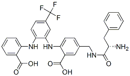 Benzoic  acid,  5-[[[(2S)-2-amino-1-oxo-3-phenylpropyl]amino]methyl]-2-[[2-[(2-carboxyphenyl)amino]-5-(trifluoromethyl)phenyl]amino]- CAS#: 742056-06-0