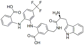 Benzoic  acid,  5-[[[(2S)-2-amino-3-(1H-indol-3-yl)-1-oxopropyl]amino]methyl]-2-[[2-[(2-carboxyphenyl)amino]-5-(trifluoromethyl)phenyl]amino]- CAS#: 721882-92-4