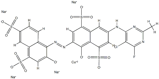 Cuprate(4-), [7-[(5-chloro-2-fluoro-6- methyl-4-pyrimidinyl)amino]-4-hydroxy-3-[(2-hydroxy -4,6-disulfo-1-naphthalenyl)azo]-1,5-naphthalenedisulfonat o(6-)]-, tetrasodium CAS#: 75199-10-9