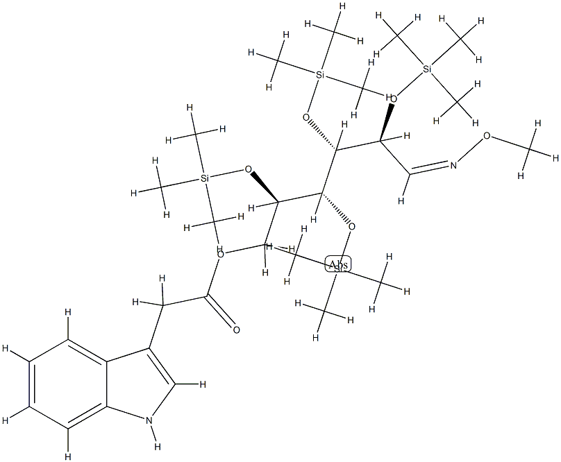 D-Glucose, 2,3,4,5-tetrakis-O-(trimethylsilyl)-, O-methyloxime, 6-(1H- indole-3-acetate) CAS#: 77590-70-6