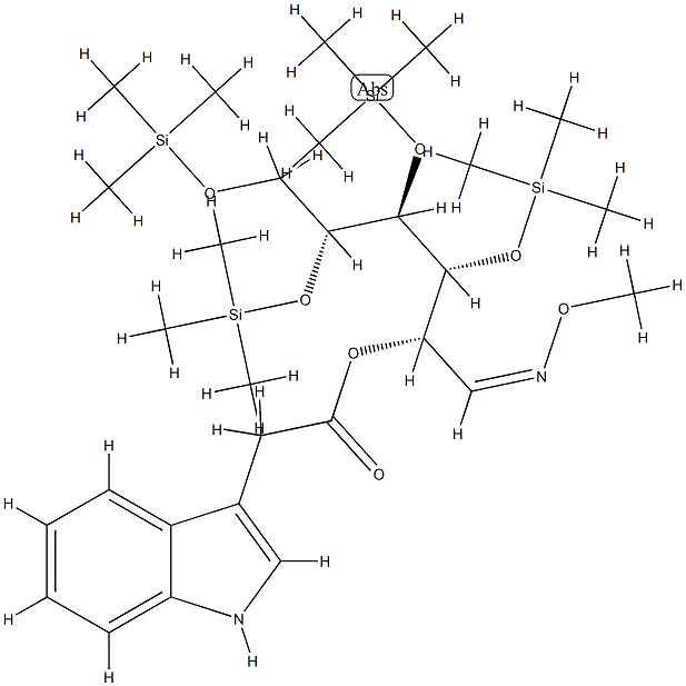 D-Glucose, 3,4,5,6-tetrakis-O-(trimethylsilyl)-, O-methyloxime, 2-(1H- indole-3-acetate) CAS#: 77590-68-2