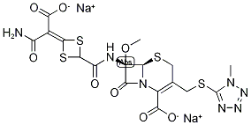 Disodium (7R)-7-[[4-(carbamoyl-carboxylato-methylidene)-1,3-dithietane-2-carbonyl]amino]-7-methoxy-3-[(1-methyltetrazol-5-yl)sulfanylmethyl]-8-oxo-5-thia-1-azabicyclo[4.2.0]oct-2-ene-2-carboxylate CAS#: 74356-00-6