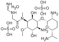 L-chiro-Inositol, 4-amino-1,4-dideoxy-3-O-(2,6-diamino-2,3,4,6,7-penta deoxy-beta-L-lyxo-heptopyranosyl)-6-O-methyl-1-(2-(formimidoylamino)-N -methylacetamido)-, sulfate (1:2), hydrate CAS#: 73245-91-7