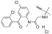 N-[4-chloro-2-(2-chlorobenzoyl)phenyl]-N-methyl-2-(2-methylbut-3-yn-2- ylamino)acetamide hydrochloride CAS#: 75615-93-9
