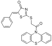 Phenothiazine, 10-(5-benzylidene-4-oxo-2-(2-thiazolinyl)thioacetyl)- CAS#: 73986-61-5