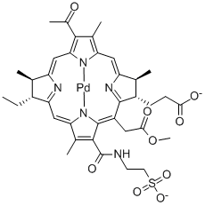 (SP-4-2)-[(7S,8S,17R,18R)-13-Acetyl-18-ethyl-5-(2-methoxy-2-oxoethyl)-2,8,12,17-tetramethyl-3-[[(2-sulfoethyl)amino]carbonyl]-21H,23H-porphine-7-propanoato(4-)-kN21,kN22,kN23,kN24]palladate(2-) CAS#: 759457-82-4