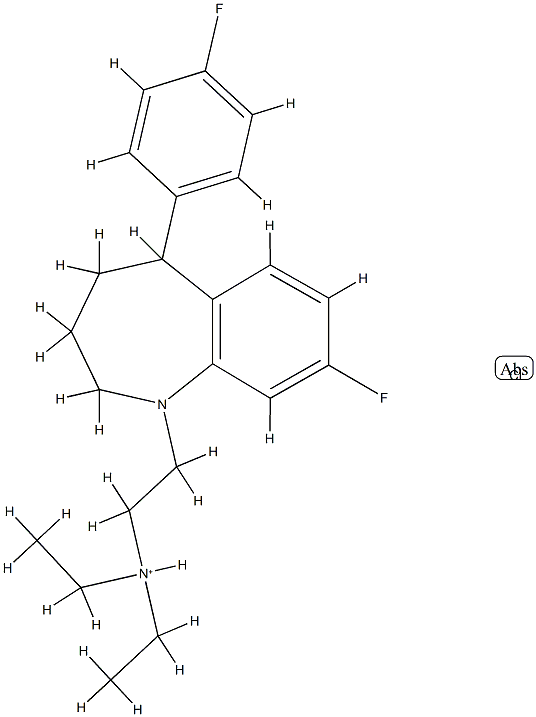 diethyl-[2-[10-fluoro-6-(4-fluorophenyl)-2-azabicyclo[5.4.0]undeca-8,1 0,12-trien-2-yl]ethyl]azanium chloride CAS#: 77795-97-2