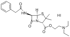 diethyl(2-(6-(2-phenylacetamido)penicillanoyloxy)ethyl)ammonium iodide CAS#: 808-71-9